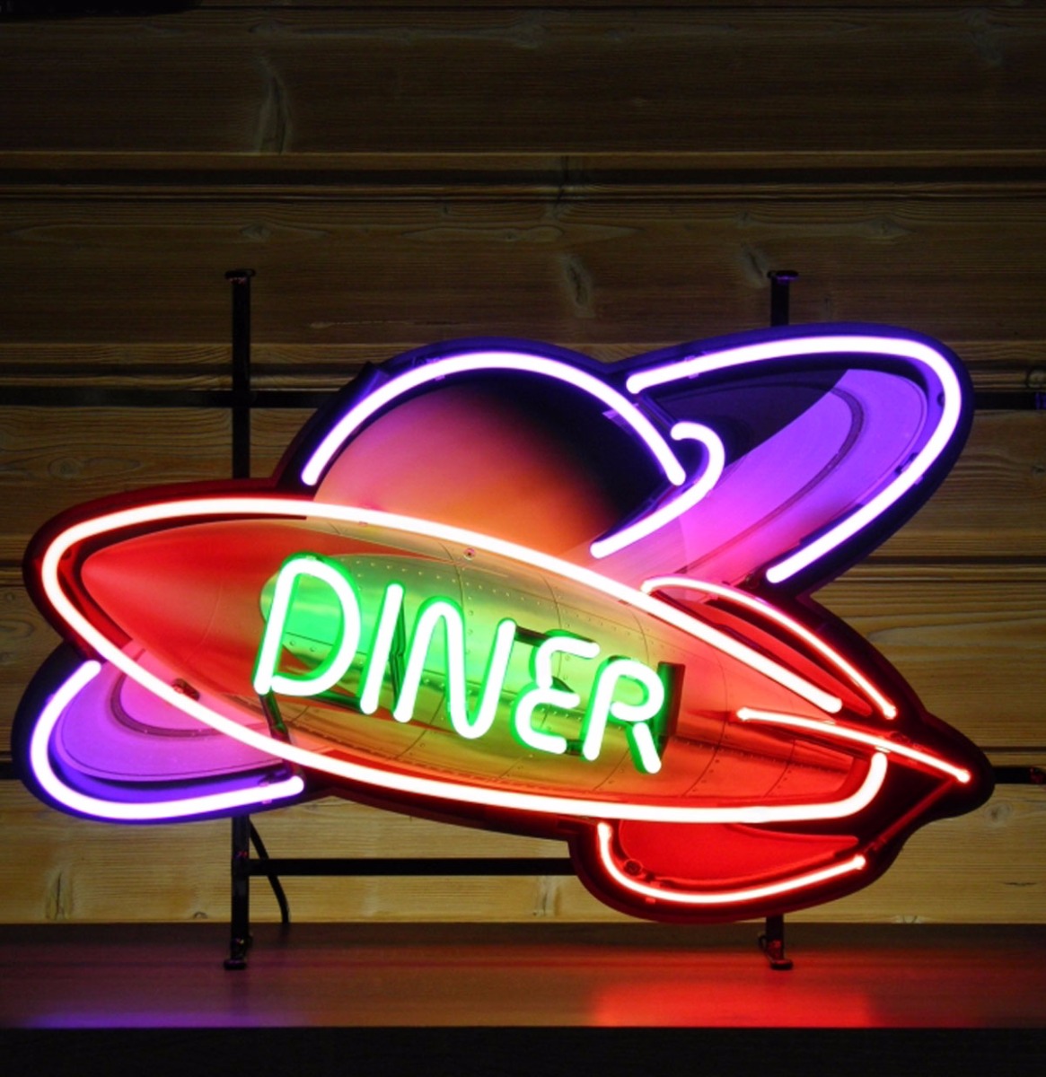 Rocket Diner Space Age Neon Verlichting 70 x 50 cm - Multicolor | Real Neon Art