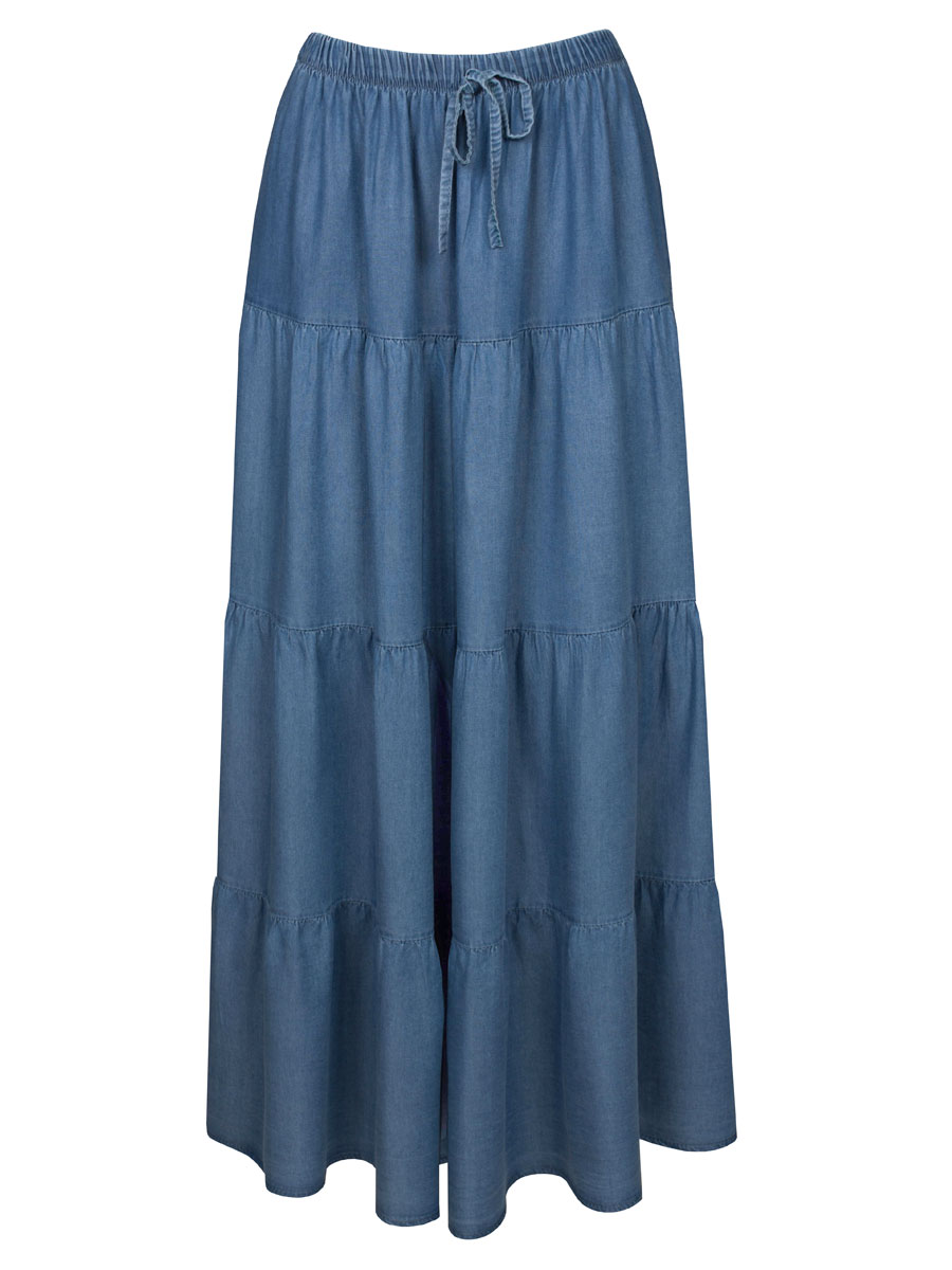 Rok Maxi Donker Jeansblauw | Fashionize