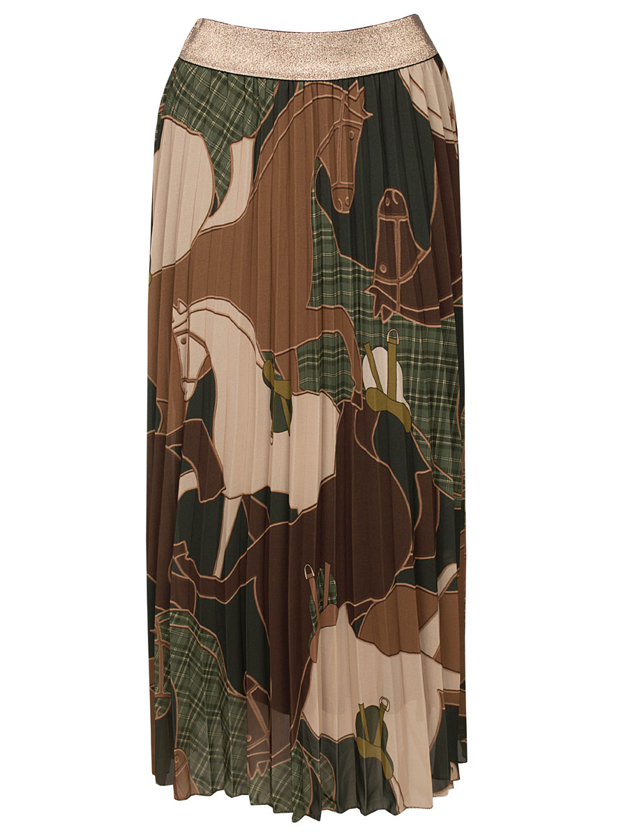 Rok Plissé Horses Groen | Fashionize