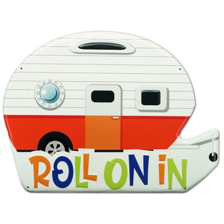 Roll On In Caravan - Metalen Bord - 49x40 Cm LAATSTE STUKS | 44% korting | Fiftiesstore