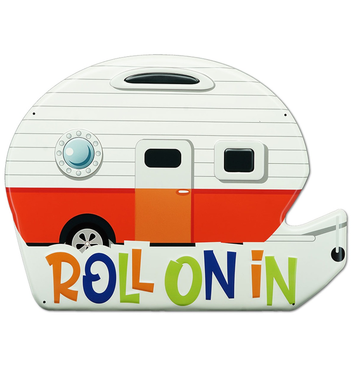 Roll On In Caravan - Metalen Bord - 49x40 Cm LAATSTE STUKS | 44% korting | Fiftiesstore