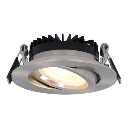 Rome LED inbouwspot - Kantelbaar - IP44 waterdicht - 6 Watt 430 lumen - 2700K warm wit - Lage inbouwdiepte 27mm - Dimbaar - Rond - RVS - Voor binnen en buiten | HOFTRONIC