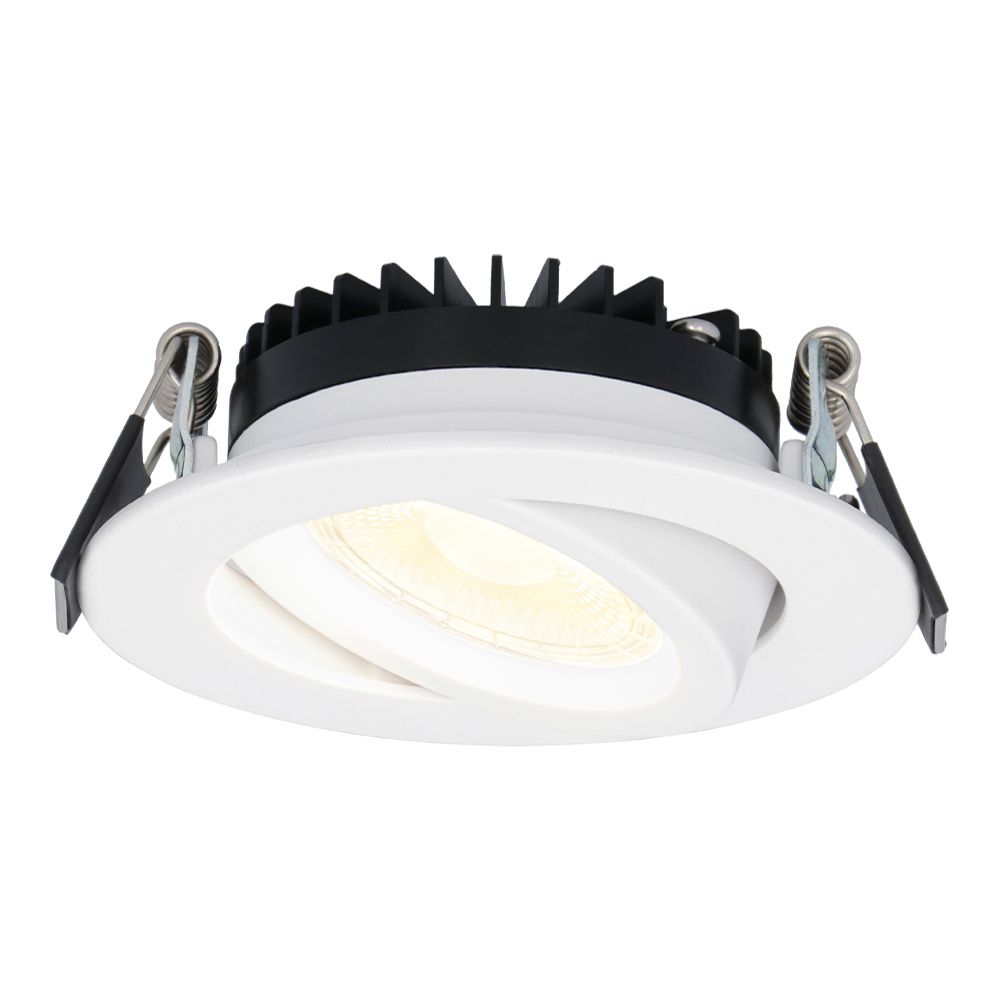 Rome LED inbouwspot - Kantelbaar - IP44 waterdicht - 6 Watt 430 lumen - 2700K warm wit - Lage inbouwdiepte 27mm - Dimbaar - Rond - Wit - Voor binnen en buiten | HOFTRONIC