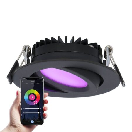 Rome smart inbouwspot - IP44 waterdicht - 6 Watt 480 lumen - Kantelbaar - Lage inbouwdiepte 27mm - Wifi + Bluetooth - RGBWW - Google Home