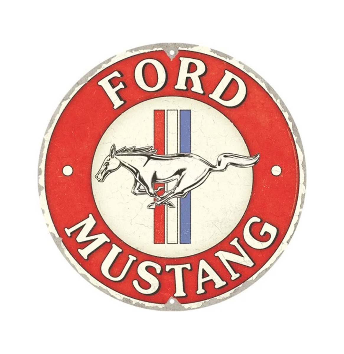 Rond Metaal Bord 35cm Ford Mustang - 3 Stripes Red | Ford