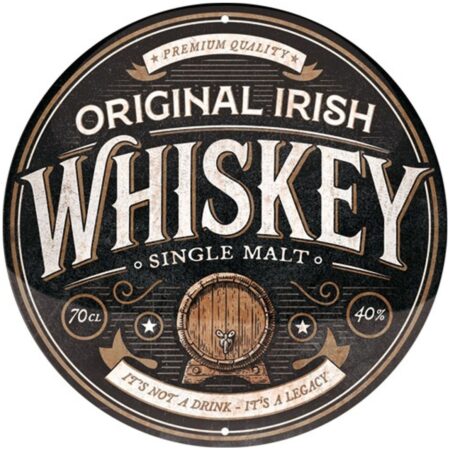 Rond Metaal Bord 35cm Original Irish Whiskey - Met Reliëf | Nostalgic Art