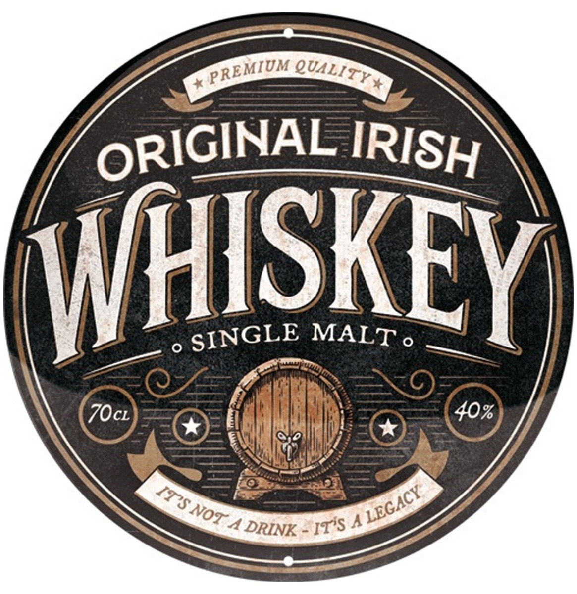 Rond Metaal Bord 35cm Original Irish Whiskey - Met Reliëf | Nostalgic Art