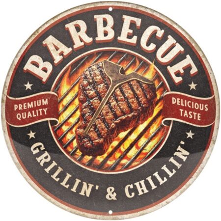 Rond Metalen Bord 35cm Barbecue Barbecue Grillin' and Chillin' | Nostalgic Art