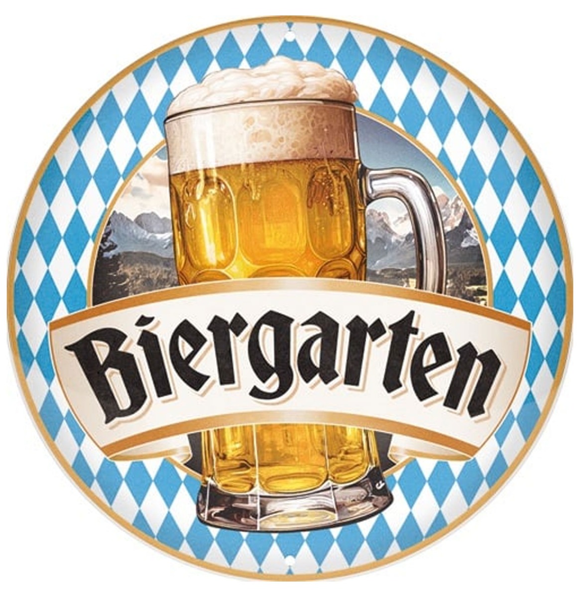 Rond Metalen Bord 35cm Biergarten | Nostalgic Art