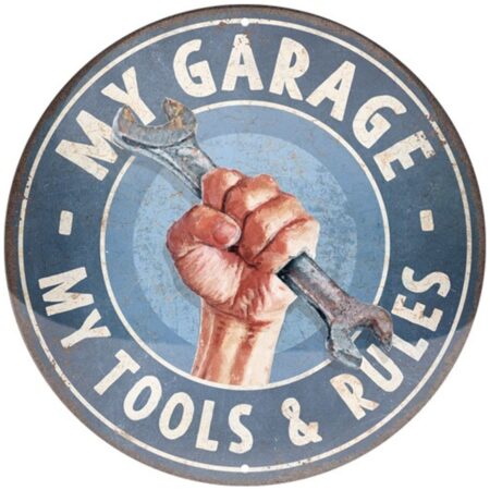 Rond Metalen Bord 35cm My Garage My Tools & Rules | Nostalgic Art