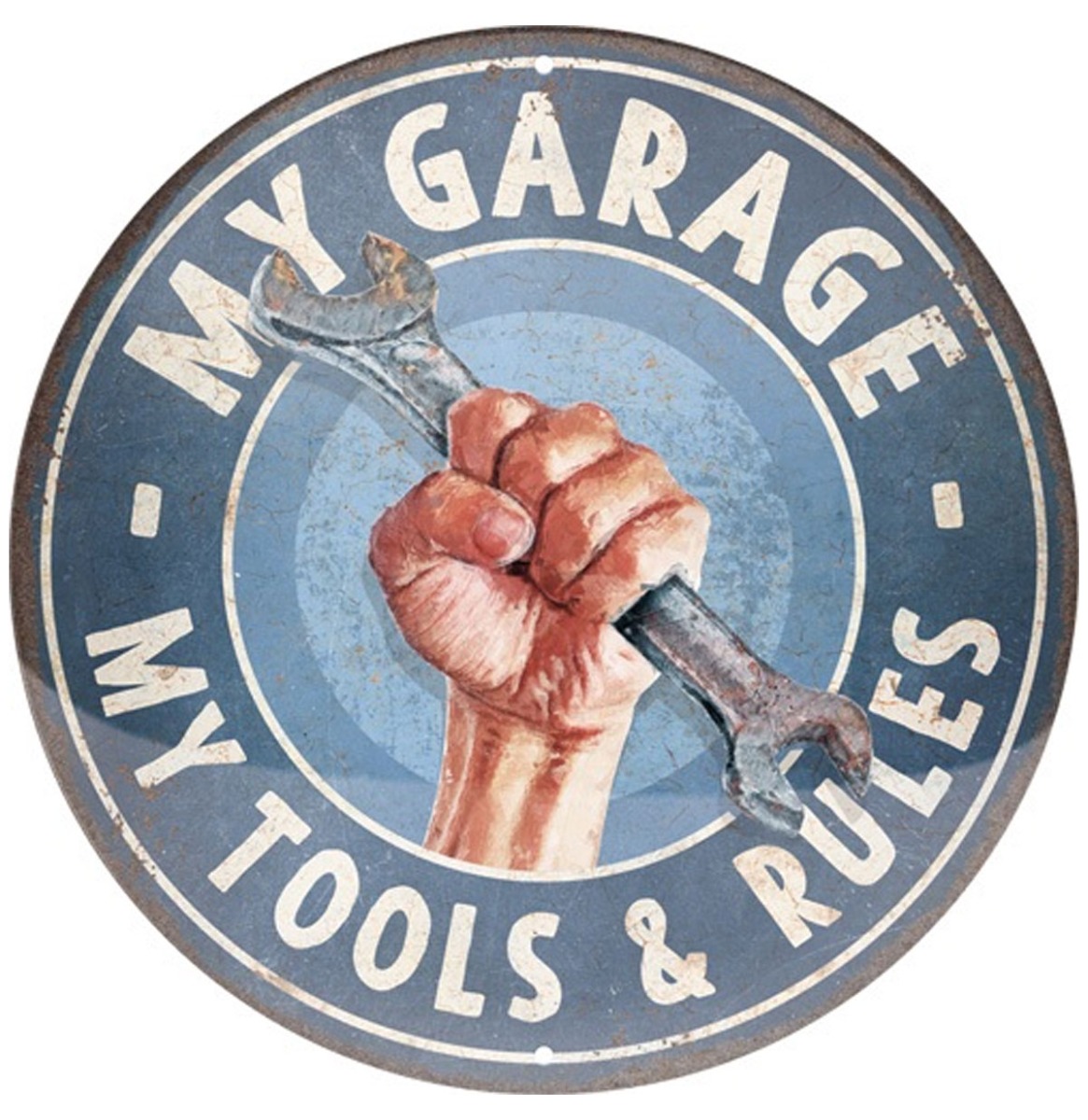 Rond Metalen Bord 35cm My Garage My Tools & Rules | Nostalgic Art