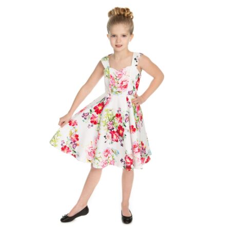 Rose Paradise Kids Swing Dress White-9 - 10 Jaar | Hearts and Roses