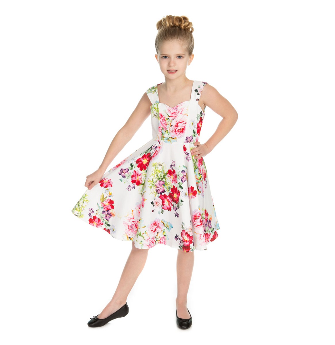 Rose Paradise Kids Swing Dress White-9 - 10 Jaar | Hearts and Roses