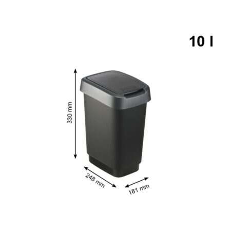 Rotho Twist Afvalbak 10L dark silver | Rotho