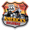 Route 66 America's Highway Motorcycle Zwaar Metalen Bord | Route 66