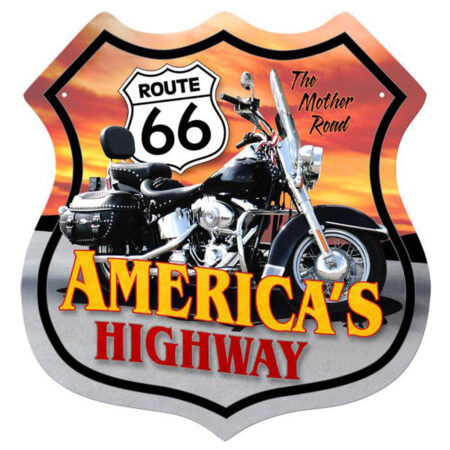 Route 66 America's Highway Motorcycle Zwaar Metalen Bord | Route 66