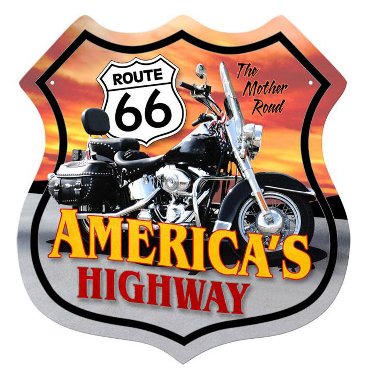 Route 66 America's Highway Motorcycle Zwaar Metalen Bord | Route 66