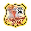 Route 66 I Love Riding 66 Pin-Up Zwaar Metalen Bord 37