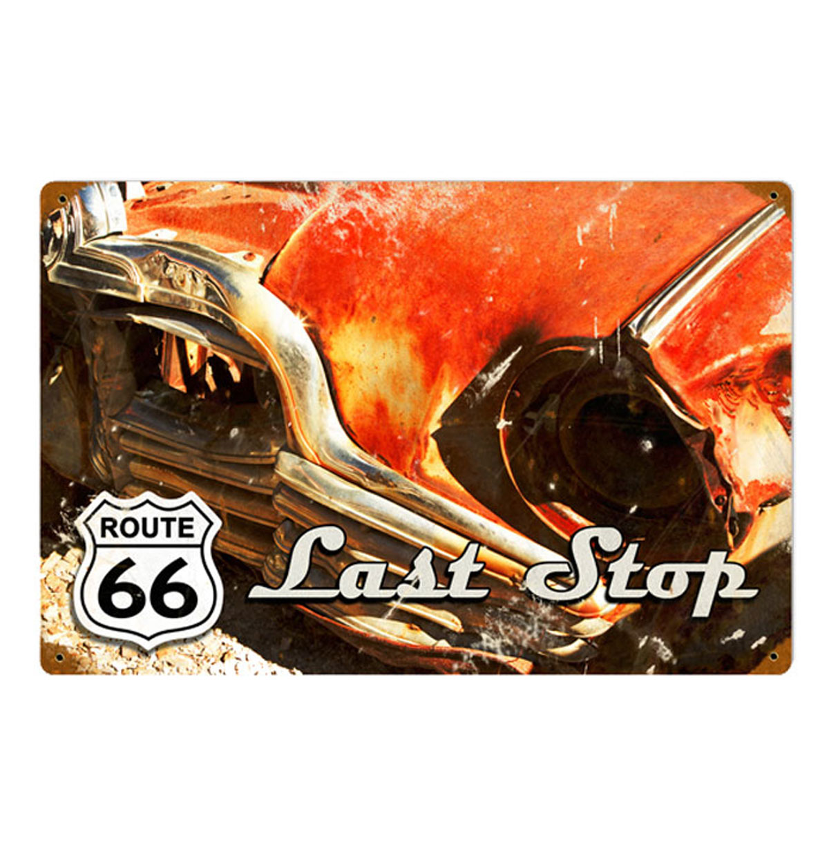 Route 66 Last Stop Zwaar Metalen Bord | Route 66
