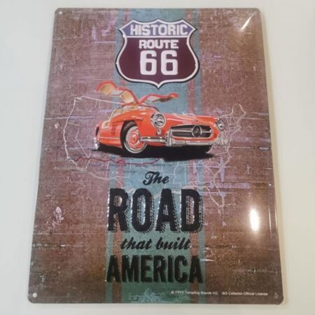 Route 66 Mercedes 'The Road That Built America' Metalen Bord 30 x 40 cm | Mercedes