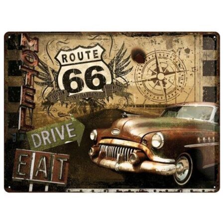 Route 66 Metalen Bord - 30 x 40 cm | Nostalgic Art