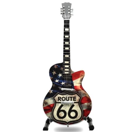 Route 66 Mini Gitaar op Standaard - American Flag | Route 66