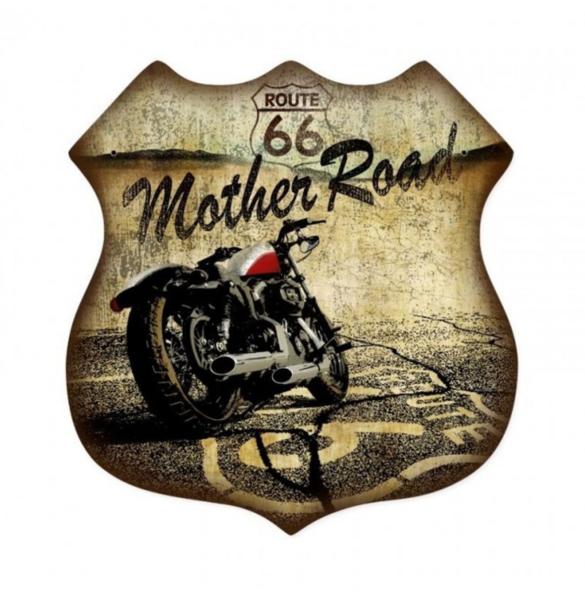 Route 66 Mother Road Zwaar Metalen Bord 38 x 38 cm | Fiftiesstore
