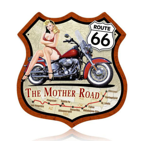 Route 66 Pin Up Bike Zwaar Metalen Bord | Route 66