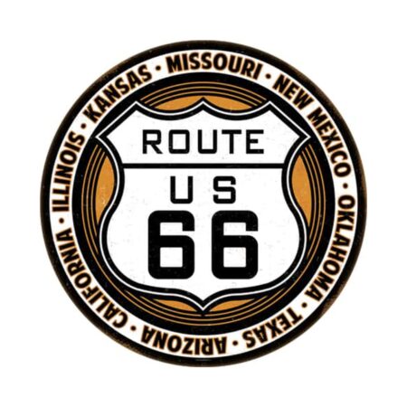 Route 66 Relief Metalen Bord - Ø30cm | Route 66