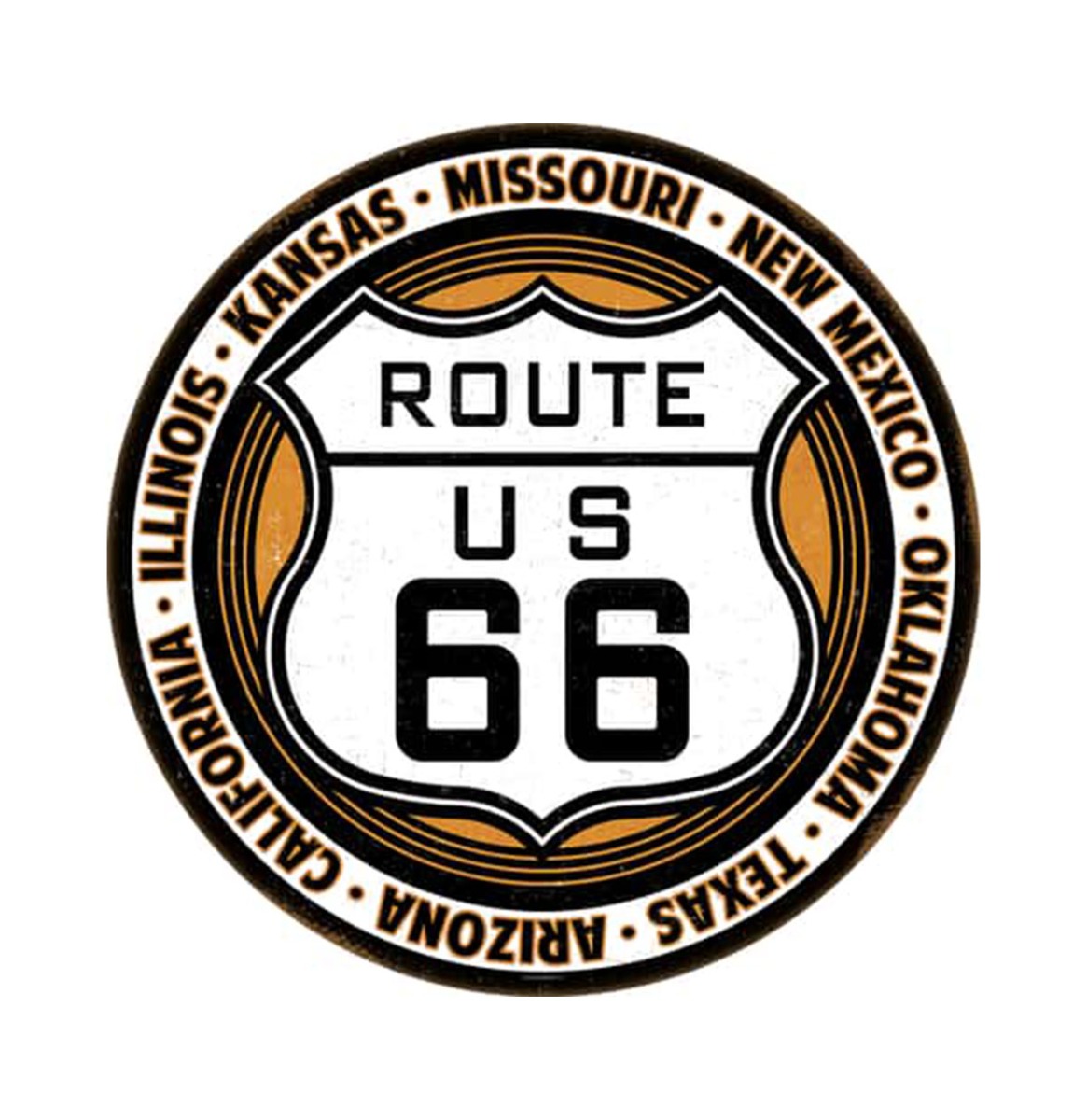 Route 66 Relief Metalen Bord - Ø30cm | Route 66