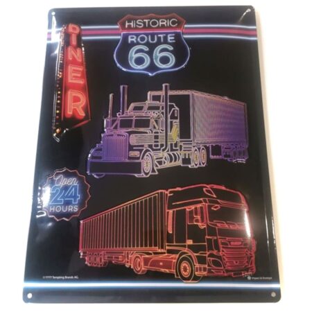 Route 66 The Mother Road Neon Look Metalen Bord - 30 x 40 cm | Route 66