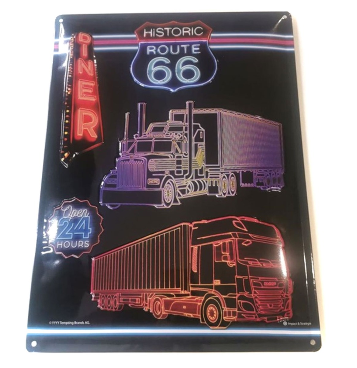 Route 66 The Mother Road Neon Look Metalen Bord - 30 x 40 cm | Route 66