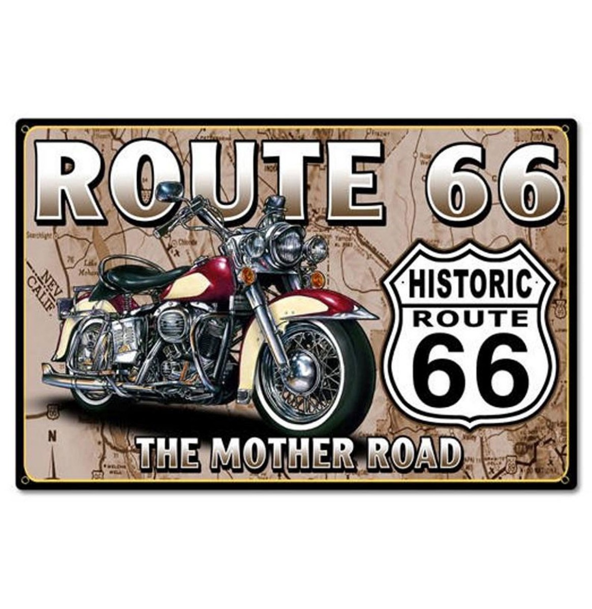 Route 66 The Mother Road Zwaar Metalen Bord - 44 x 29 cm | Route 66