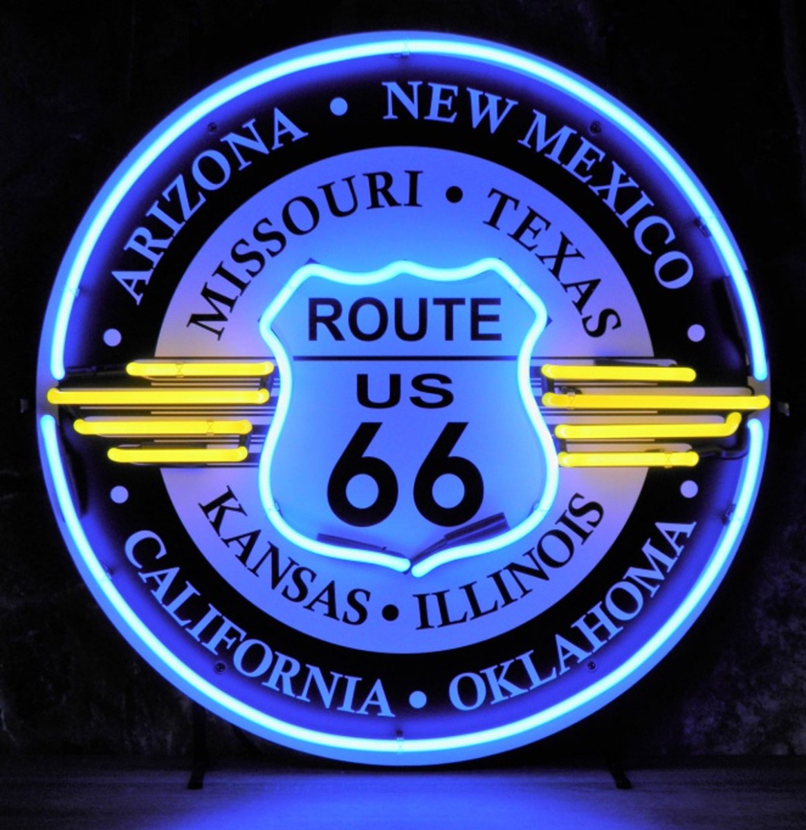 Route 66 'All States' Neon Verlichting 65 cm - Blauw