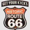 Route 66 'Get Your Kicks' Gelinkte Metalen Bord - 44 x 40cm | Route 66