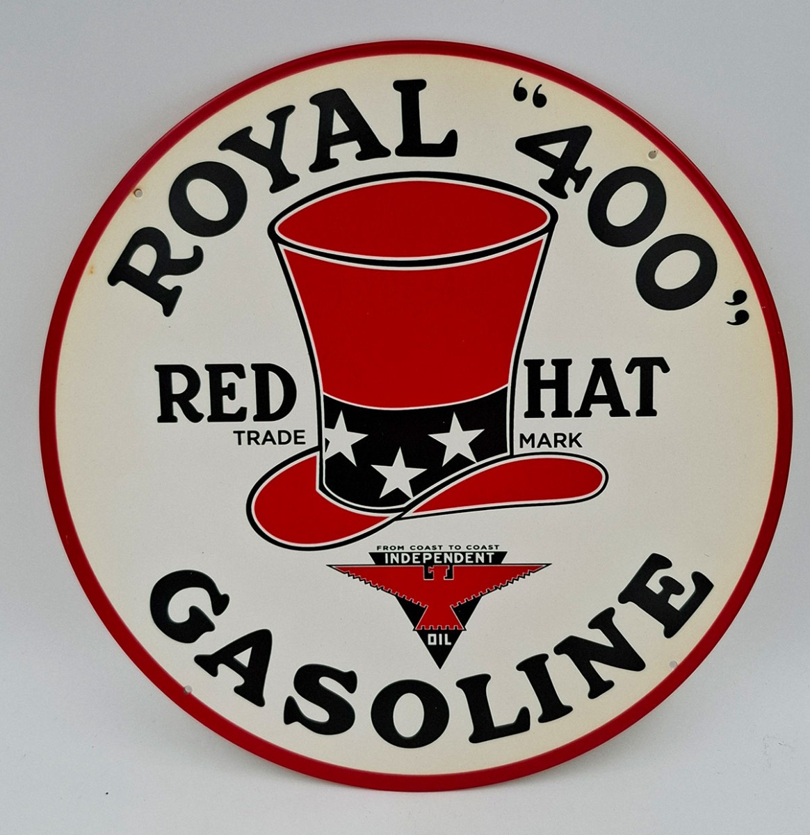 Royal 400 Red Hat Gasoline Stalen Bord - Ø30cm | Fiftiesstore