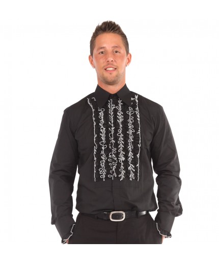 Ruffled Shirt Black with White Ruffles-XXL | 29% korting | Chenaski