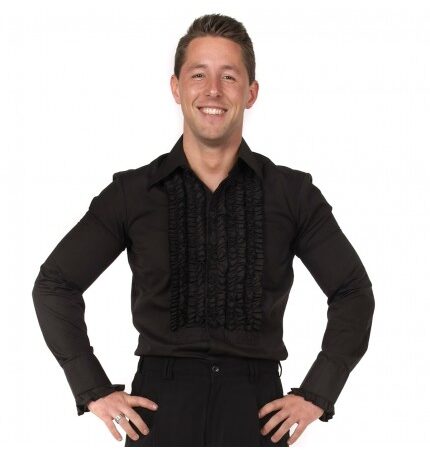 Ruffles Shirt Black with Black Ruffles-S | Chenaski