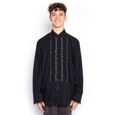Ruffles Shirt Black with White Ruffles - S - Used | Fiftiesstore