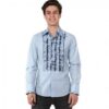 Ruffles Shirt Light Blue with Black Ruffles-XXL | 29% korting | Chenaski