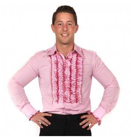 Ruffles Shirt Light Pink with Dark Pink Ruffles-S | 29% korting | Chenaski