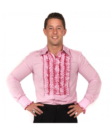 Ruffles Shirt Light Pink with Dark Pink Ruffles-S | 29% korting | Chenaski