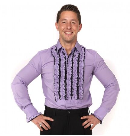 Ruffles Shirt Lilac with Black Ruffles-M | 29% korting | Chenaski