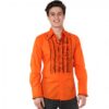 Ruffles Shirt Orange with Black Ruffles-S | 29% korting | Chenaski