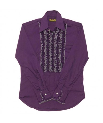 Ruffles Shirt Purple with Grey Ruffles-XL | 29% korting | Chenaski