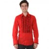Ruffles Shirt Red with Black Ruffles-XXL | Chenaski