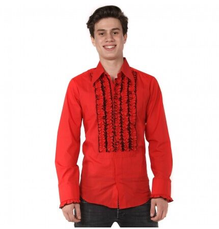 Ruffles Shirt Red with Black Ruffles-XXL | Chenaski