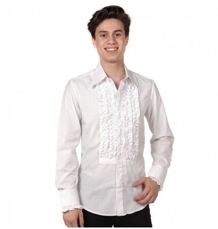 Ruffles Shirt White with White Ruffles-S | 29% korting | Chenaski