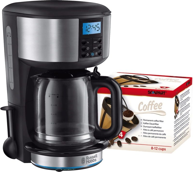 Russell Hobbs Buckingham Zilver Koffiezetapparaat +  Scanpart Permanent Filter