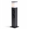 Rustic M Buitenstopcontactpaal 51cm - LED sokkellamp met buitenstopcontact - 4 stopcontacten - IP44 waterdicht - E27 fitting - Zwart - Tuinlantaarn | HOFTRONIC